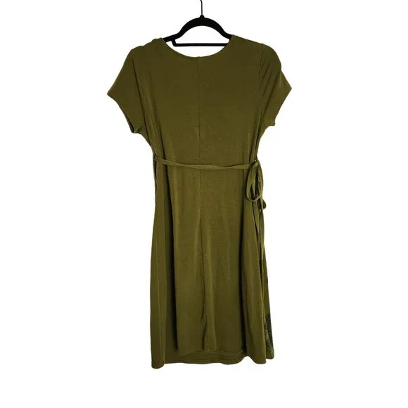 The North Face Kayla Olive Floral Wrap Jersey Pocket Midi Dress Sz S - Picture 2 of 4